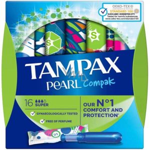 TAMPONES 100%ALGODON TAMPAX COMPAK PEARL SUPER 1